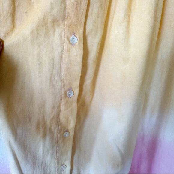 Juliet Dunn Pink Sunset Gold Embroidered Tie Shoulder Cotton Midi Dress 1 / S - Picture 8 of 12